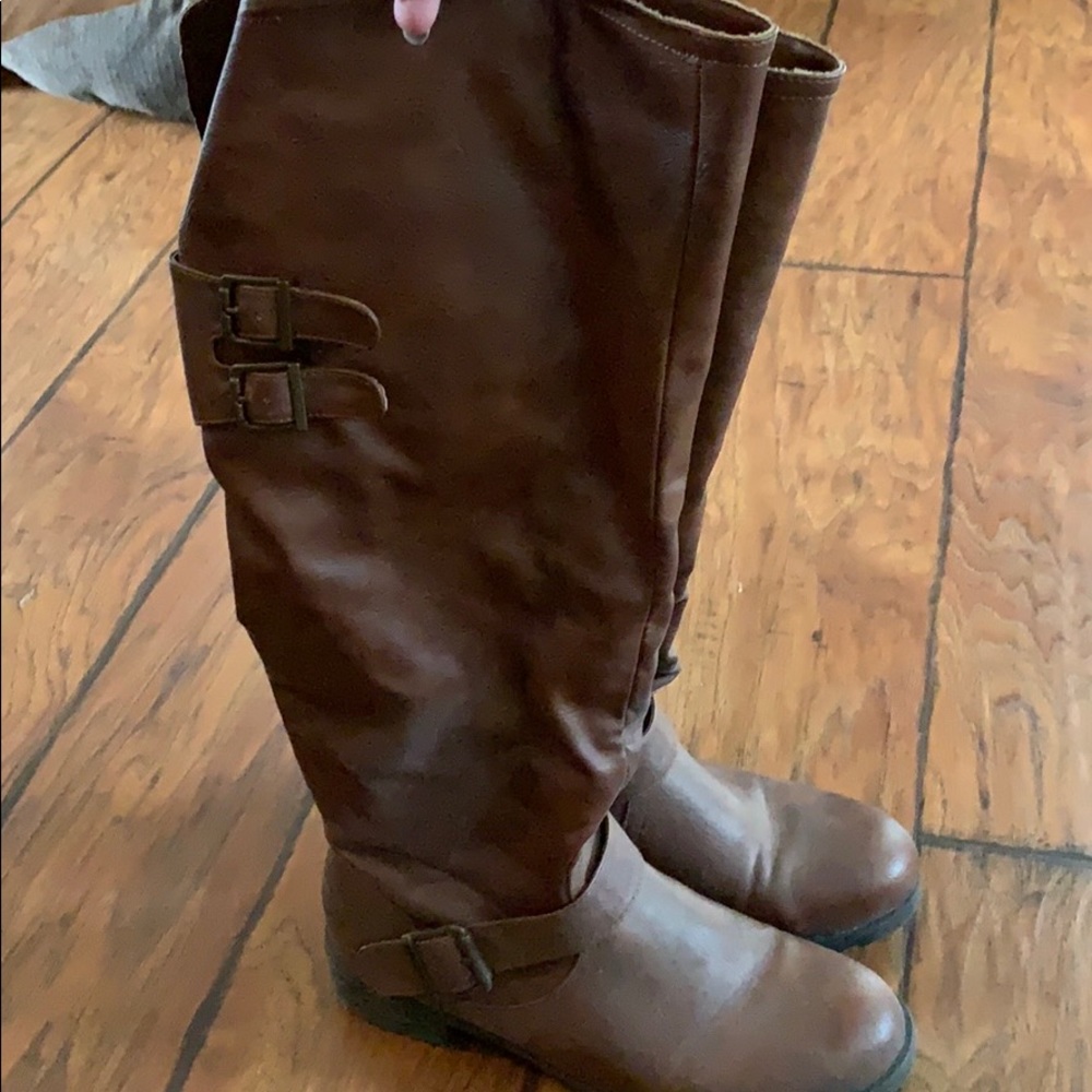 Pink & pepper knee high boots